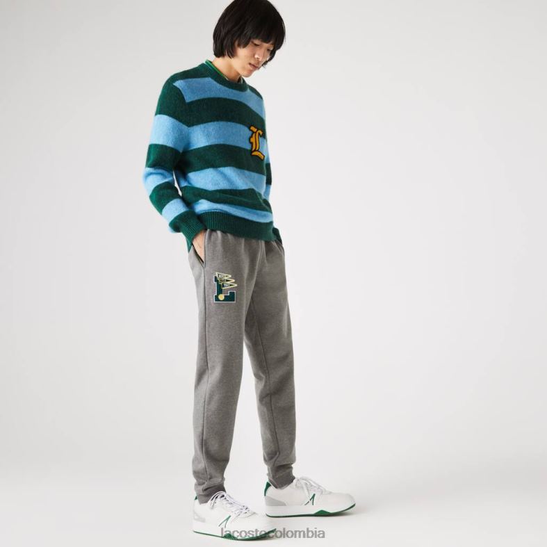 banderines l insignia pantalones de chándal de lana lomo gris Lacoste ropa hombres 80XZX1169
