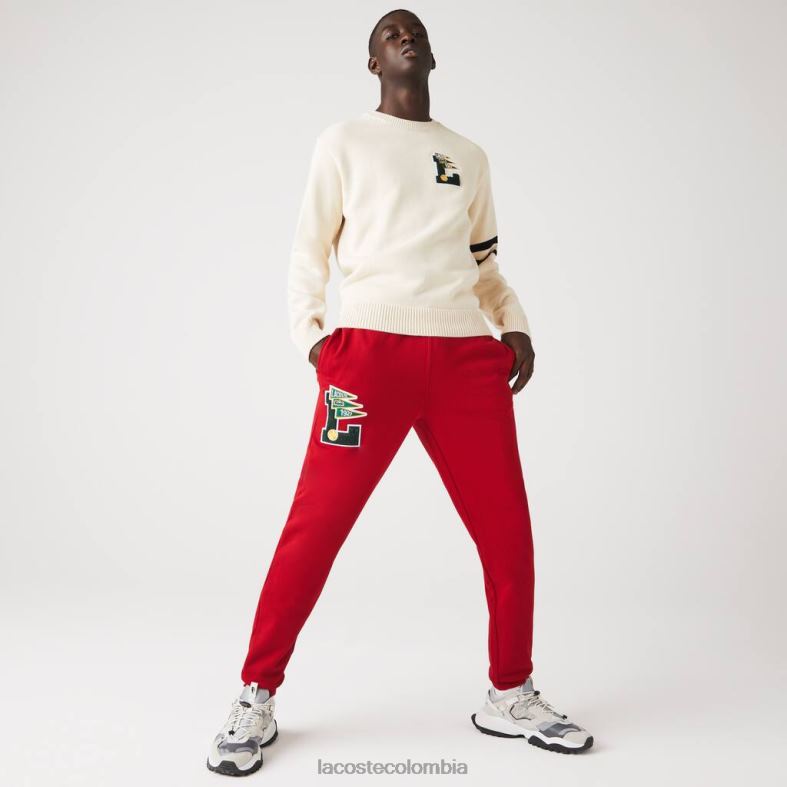 banderines l insignia pantalones de chándal de lana rojo Lacoste ropa hombres 80XZX1170