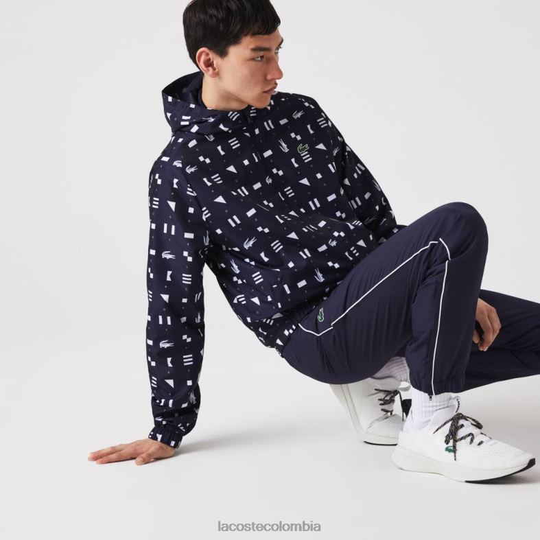 chándal de tenis deportivo azul marino/blanco Lacoste ropa hombres 80XZX1194