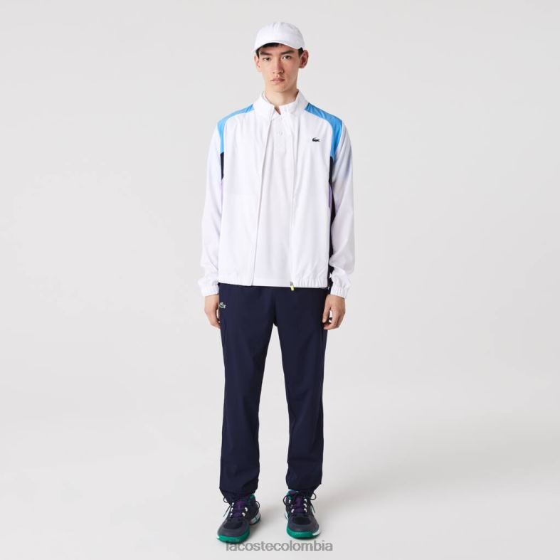 chándal deportivo de tenis con bloques de color blanco/azul/azul marino/morado Lacoste ropa hombres 80XZX996