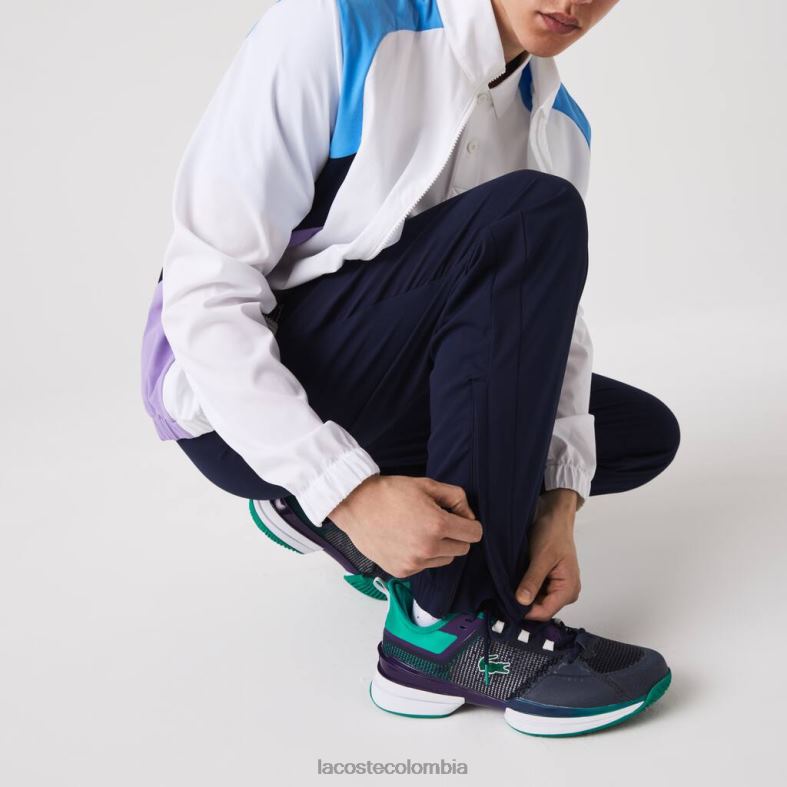 chándal deportivo de tenis con bloques de color blanco/azul/azul marino/morado Lacoste ropa hombres 80XZX996