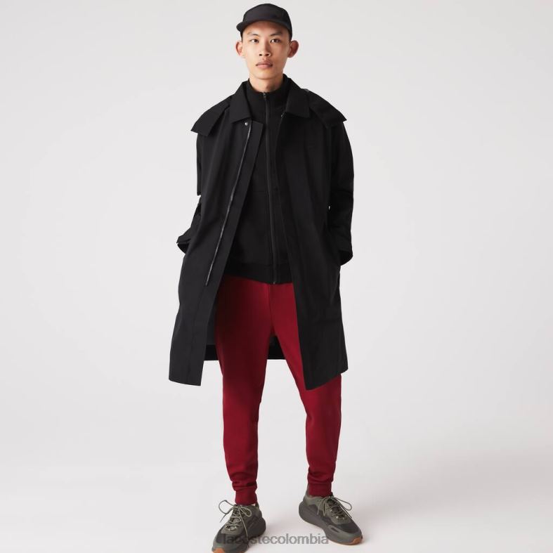 Parka impermeable hasta la rodilla con capucha desmontable negro Lacoste ropa hombres 80XZX1273