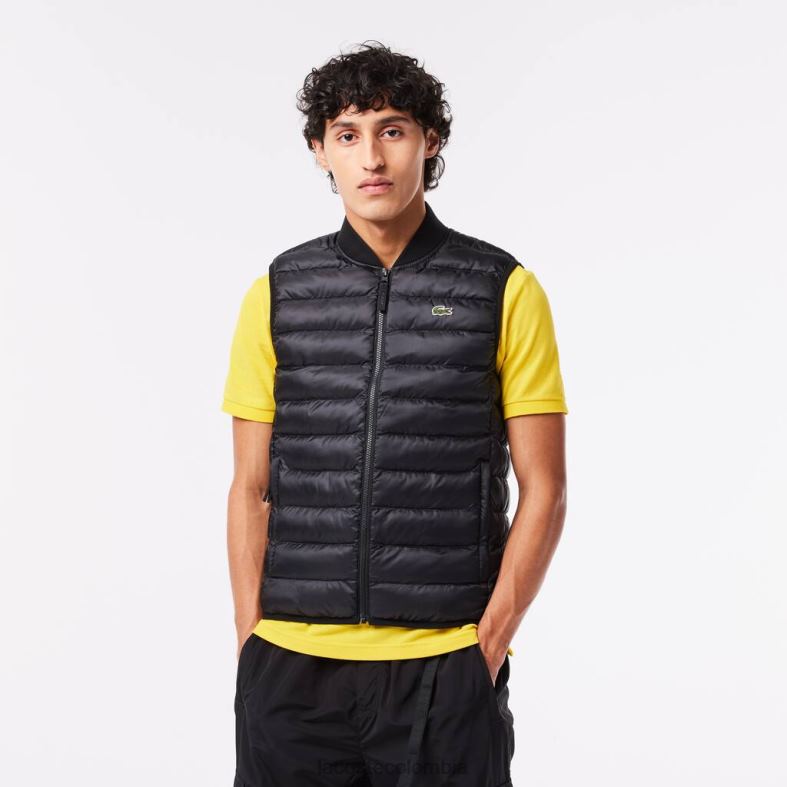 chaleco acolchado repelente al agua negro Lacoste ropa hombres 80XZX1252