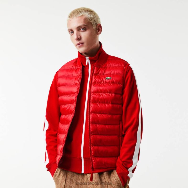 chaleco acolchado repelente al agua rojo Lacoste ropa hombres 80XZX1250