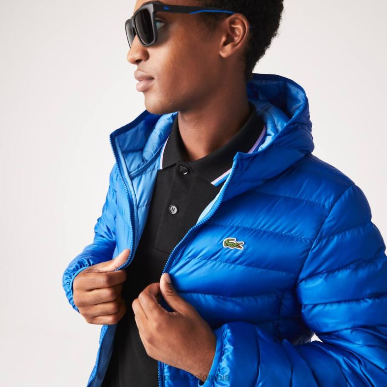 chaqueta acolchada con capucha azul Lacoste ropa hombres 80XZX1264