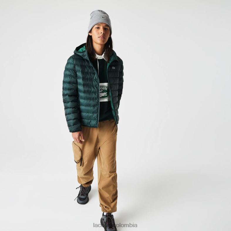 chaqueta acolchada con capucha verde Lacoste ropa hombres 80XZX1265