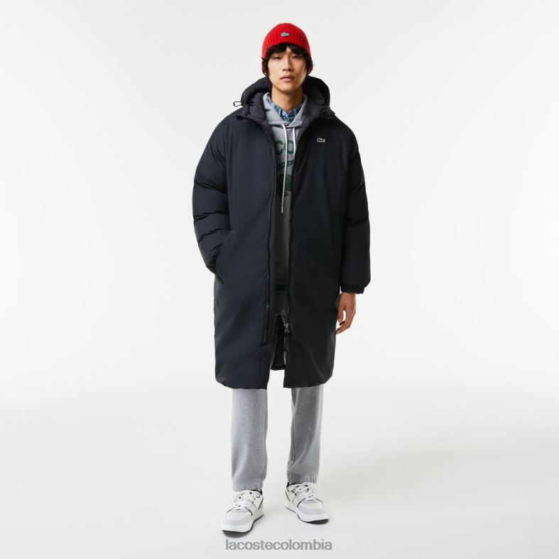 chaqueta acolchada larga con inscripción de la marca negro Lacoste ropa hombres 80XZX1294