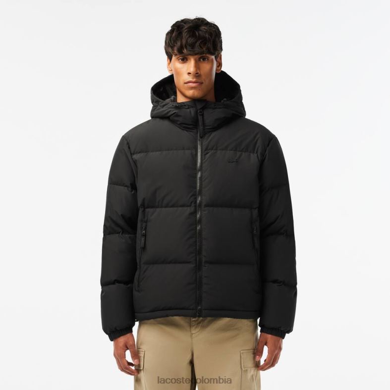 chaqueta acolchada repelente al agua negro Lacoste ropa hombres 80XZX1210