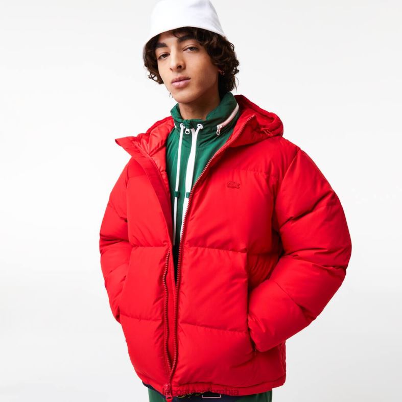 chaqueta acolchada repelente al agua rojo Lacoste ropa hombres 80XZX1212