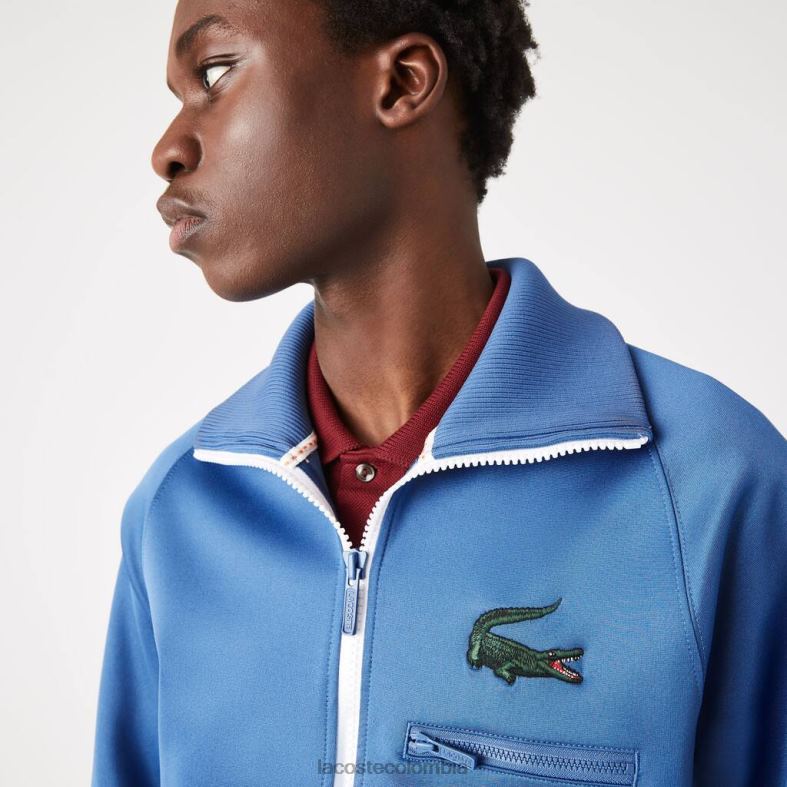 chaqueta con cierre y cuello alto de cocodrilo azul Lacoste ropa hombres 80XZX1203