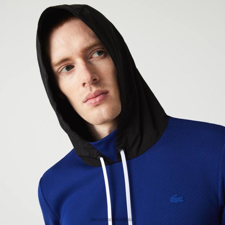 chaqueta tipo jersey deportiva con capucha en contraste de nailon azul/negro/blanco Lacoste ropa hombres 80XZX1193
