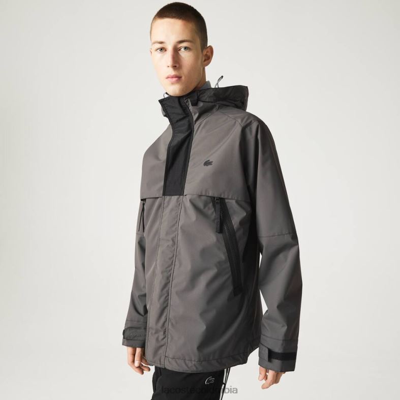 parka repelente al agua negro Lacoste ropa hombres 80XZX1257