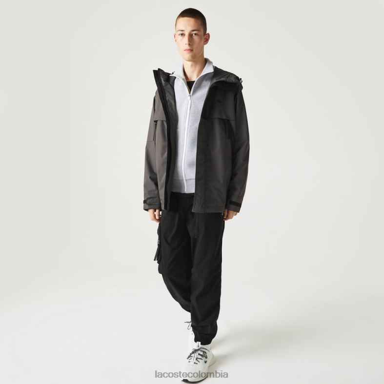 parka repelente al agua negro Lacoste ropa hombres 80XZX1257