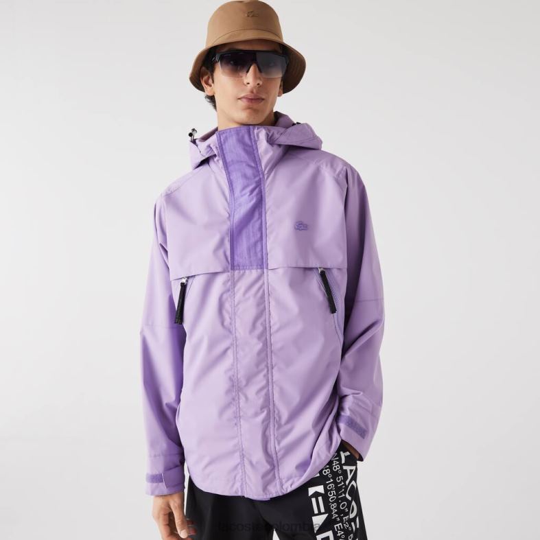 parka repelente al agua púrpura Lacoste ropa hombres 80XZX1256