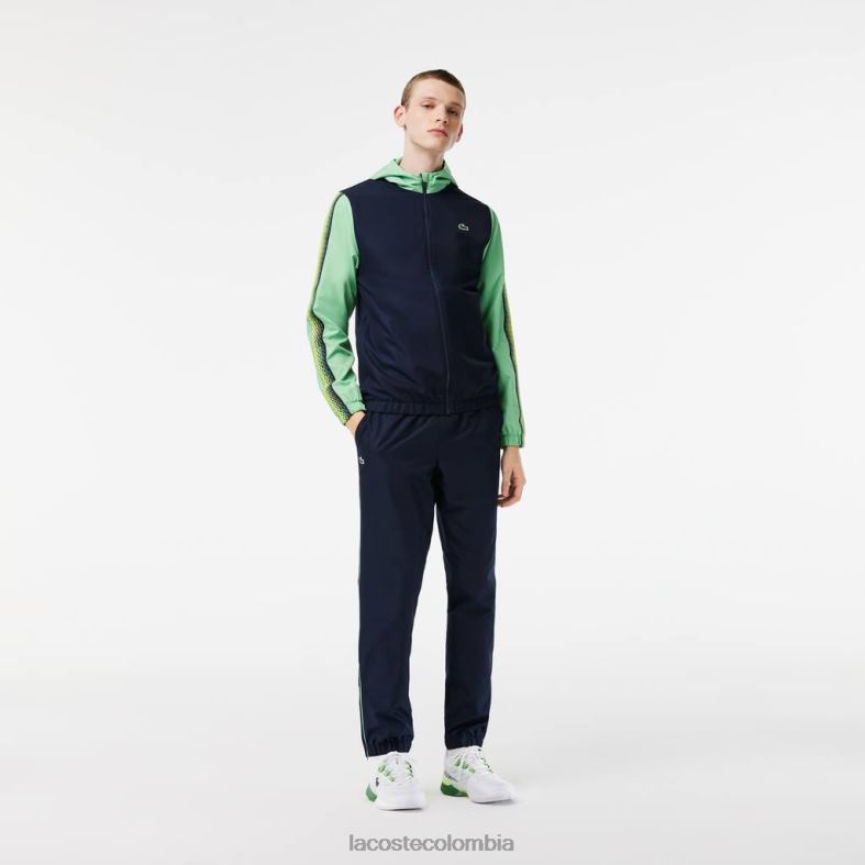 conjunto de joggers de corte regular de tenis azul marino/verde/azul marino/verde Lacoste ropa hombres 80XZX343