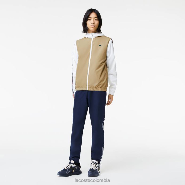 conjunto de joggers de corte regular de tenis beige/blanco/azul marino Lacoste ropa hombres 80XZX342