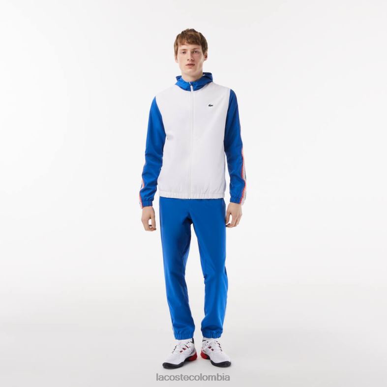 conjunto de joggers de corte regular de tenis blanco/azul/blanco Lacoste ropa hombres 80XZX341