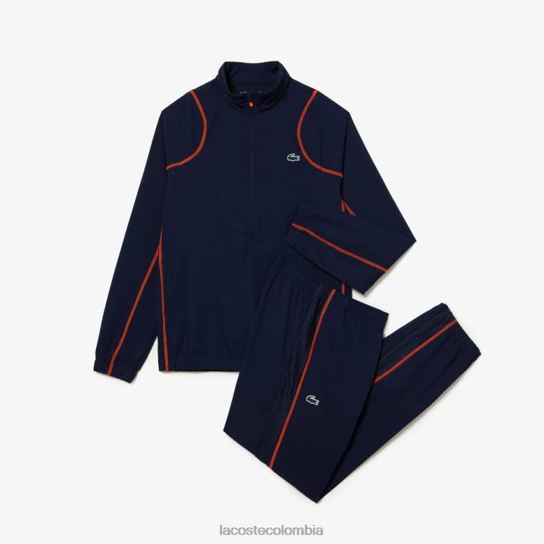 conjunto jogger de tenis con cuello alto azul marino/naranja Lacoste ropa hombres 80XZX29