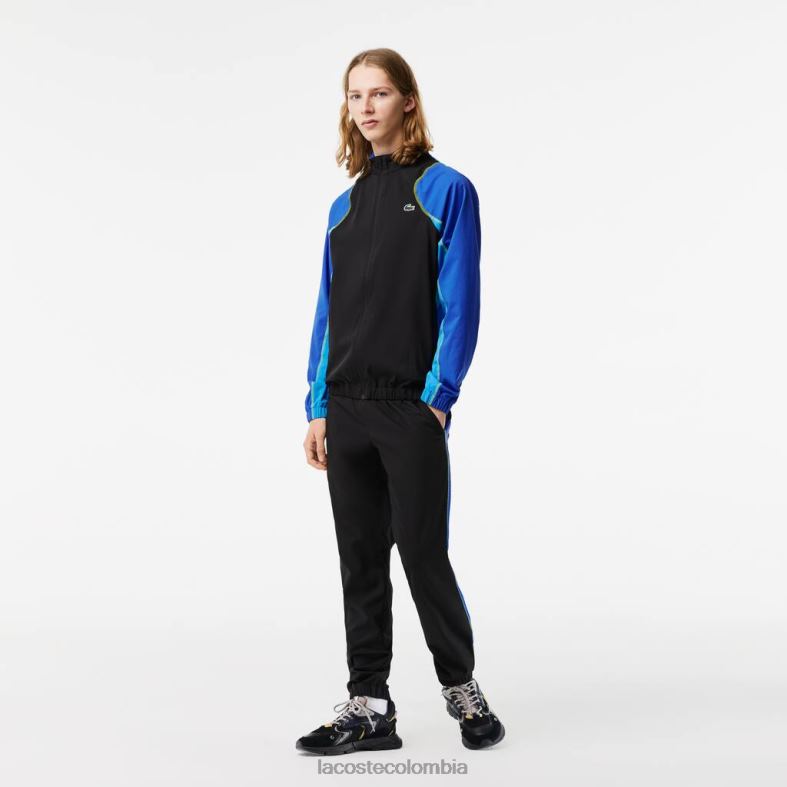 conjunto jogger de tenis con cuello alto negro/azul/amarillo Lacoste ropa hombres 80XZX28