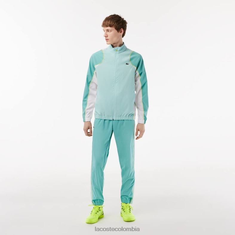 conjunto jogger de tenis con cuello alto verde claro/verde/blanco/amarillo Lacoste ropa hombres 80XZX27