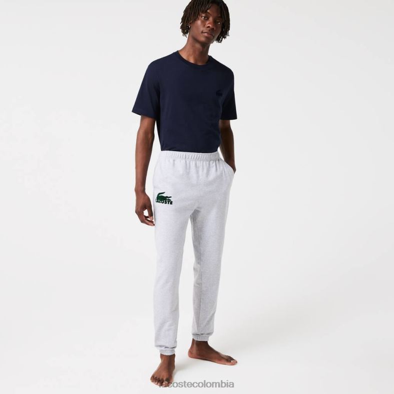 joggers confort de felpa de algodón lomo gris/verde Lacoste ropa hombres 80XZX1475