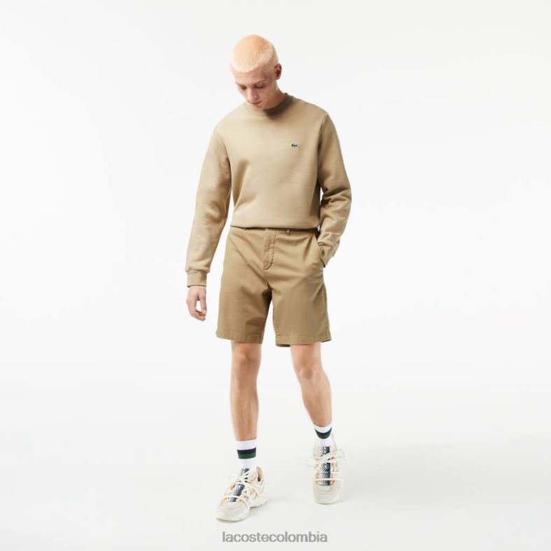 Bermudas de corte regular de algodón orgánico elástico beige Lacoste ropa hombres 80XZX438