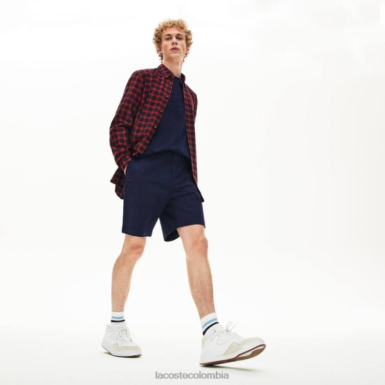 Bermudas de gabardina de algodón de corte regular Azul marino Lacoste ropa hombres 80XZX1619