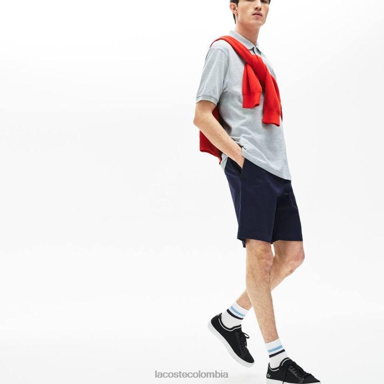 Bermudas de gabardina de algodón de corte regular Azul marino Lacoste ropa hombres 80XZX1619