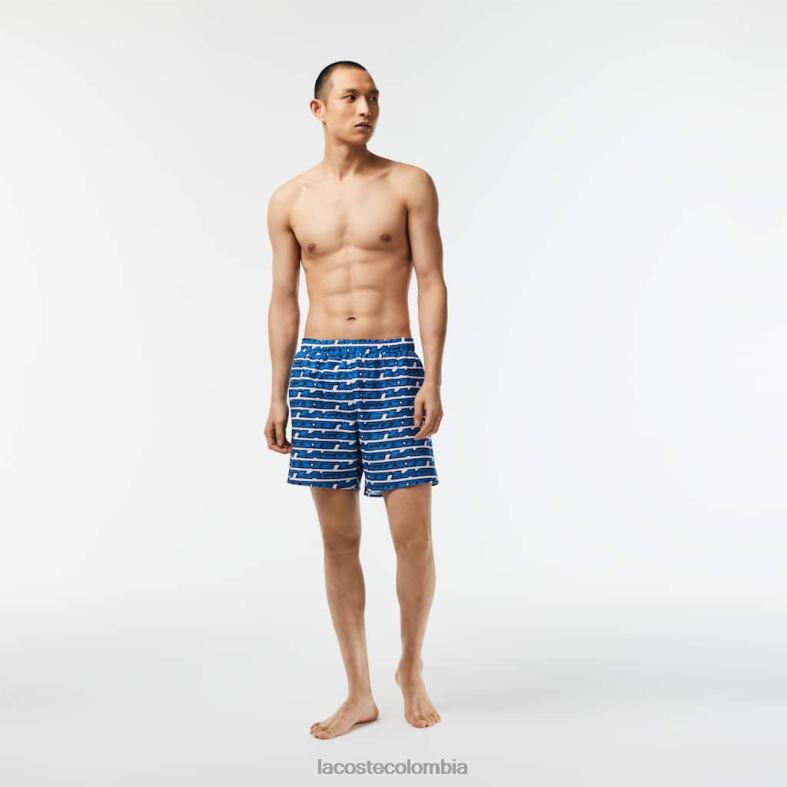bañador con estampado de dos tonos blanco azul Lacoste ropa hombres 80XZX524
