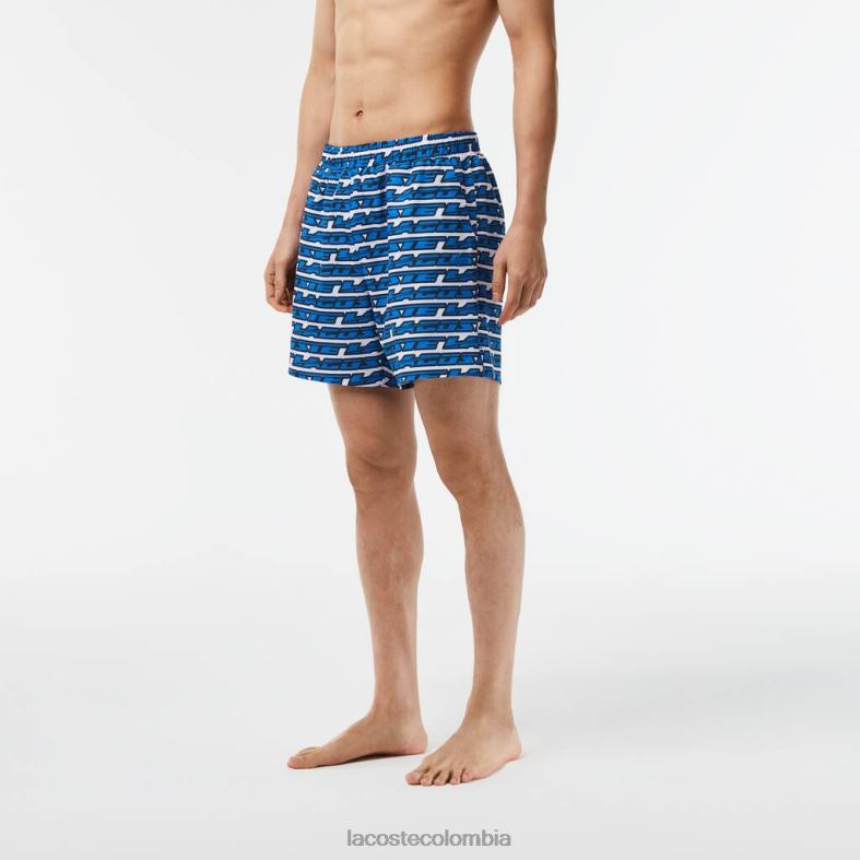 bañador con estampado de dos tonos blanco azul Lacoste ropa hombres 80XZX524