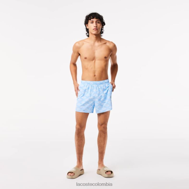bañador con estampado de monogramas en dos tonos azul blanco Lacoste ropa hombres 80XZX529