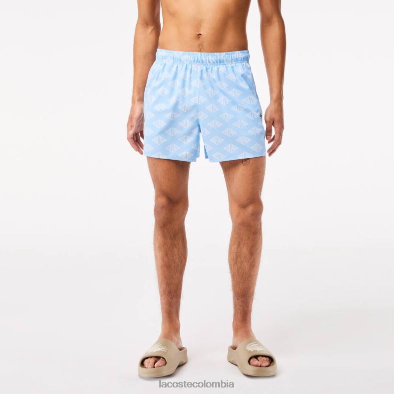 bañador con estampado de monogramas en dos tonos azul blanco Lacoste ropa hombres 80XZX529