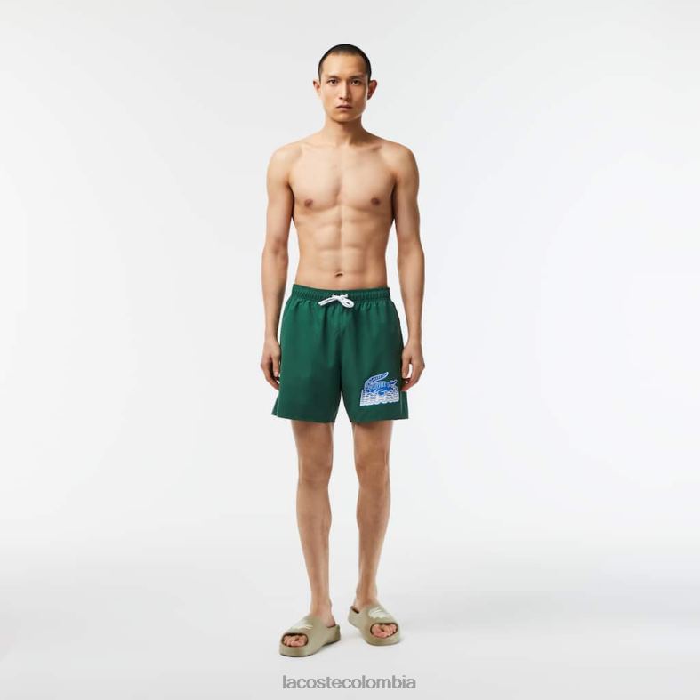 bañador de secado rápido con bolsa de viaje verde Lacoste ropa hombres 80XZX519