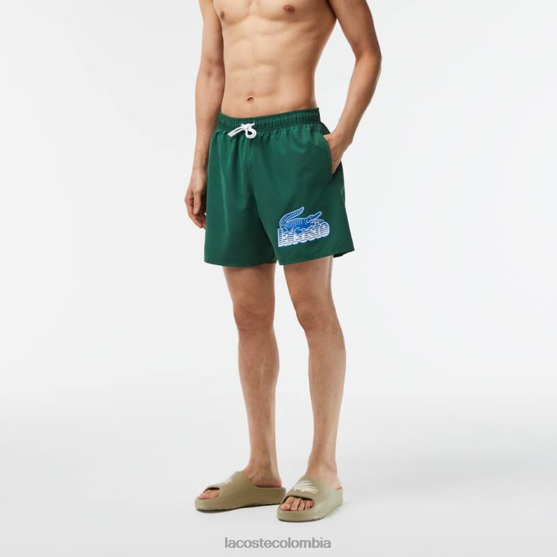 bañador de secado rápido con bolsa de viaje verde Lacoste ropa hombres 80XZX519