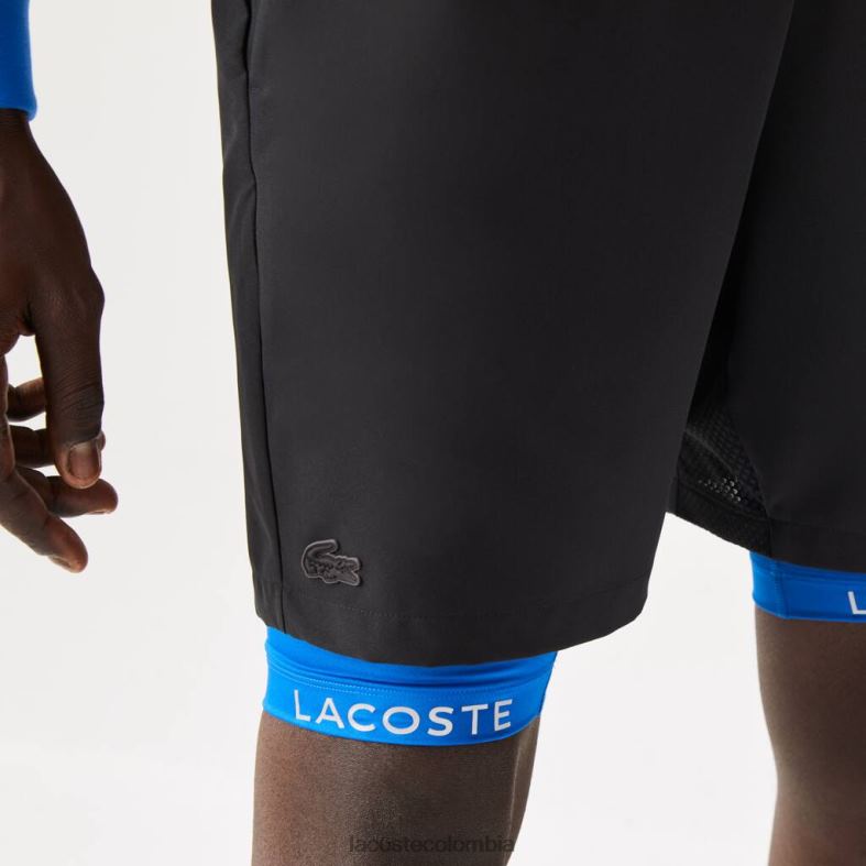 pantalones cortos deportivos con forro incorporado 3 en 1 azul negro Lacoste ropa hombres 80XZX1423
