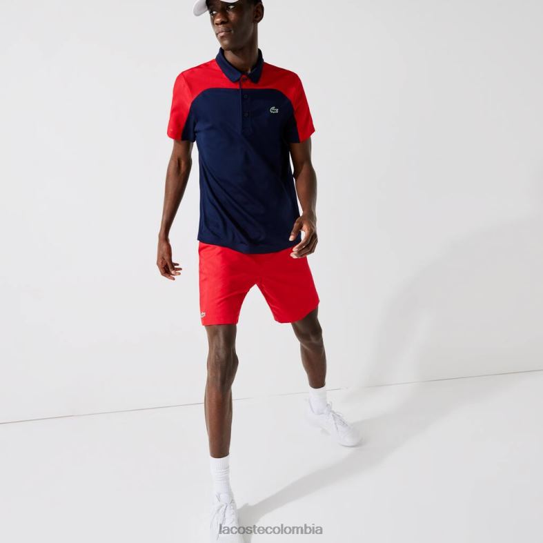 pantalones cortos deportivos de tenis con tejido de diamantes sólidos rojo Lacoste ropa hombres 80XZX1444
