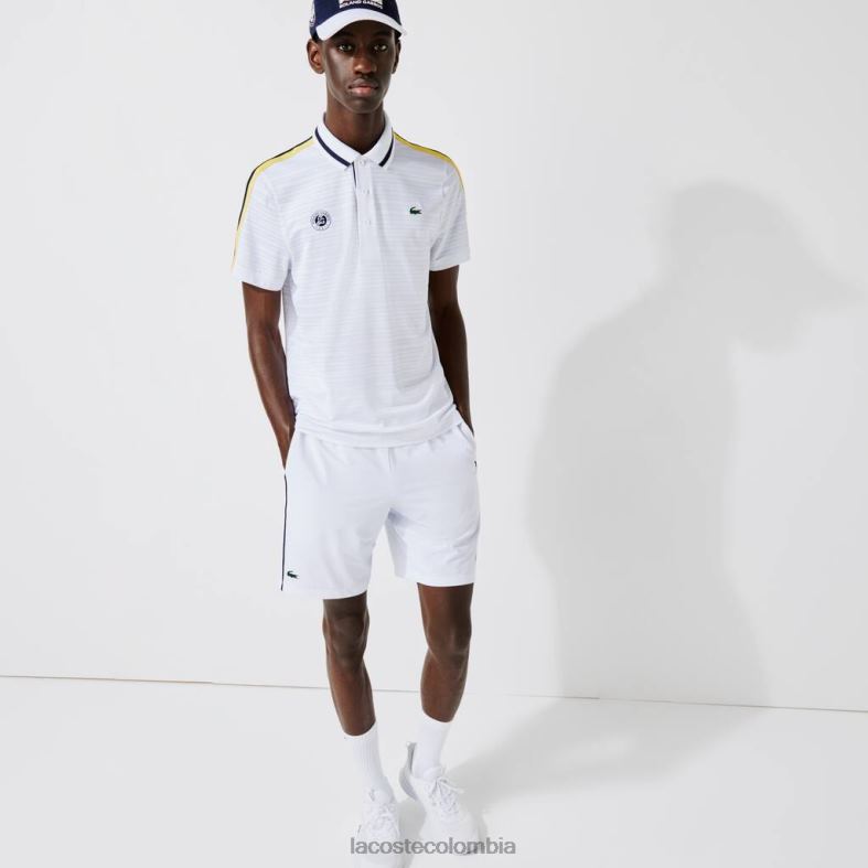 pantalones cortos elásticos ligeros deportivos French Open Edition blanco/azul marino Lacoste ropa hombres 80XZX1547