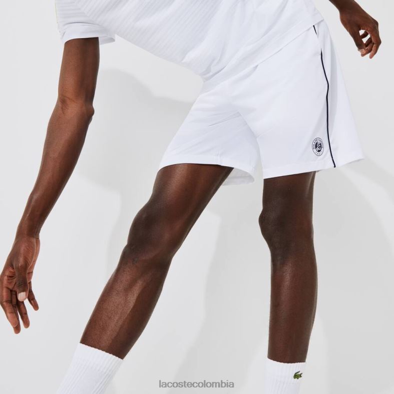 pantalones cortos elásticos ligeros deportivos French Open Edition blanco/azul marino Lacoste ropa hombres 80XZX1547