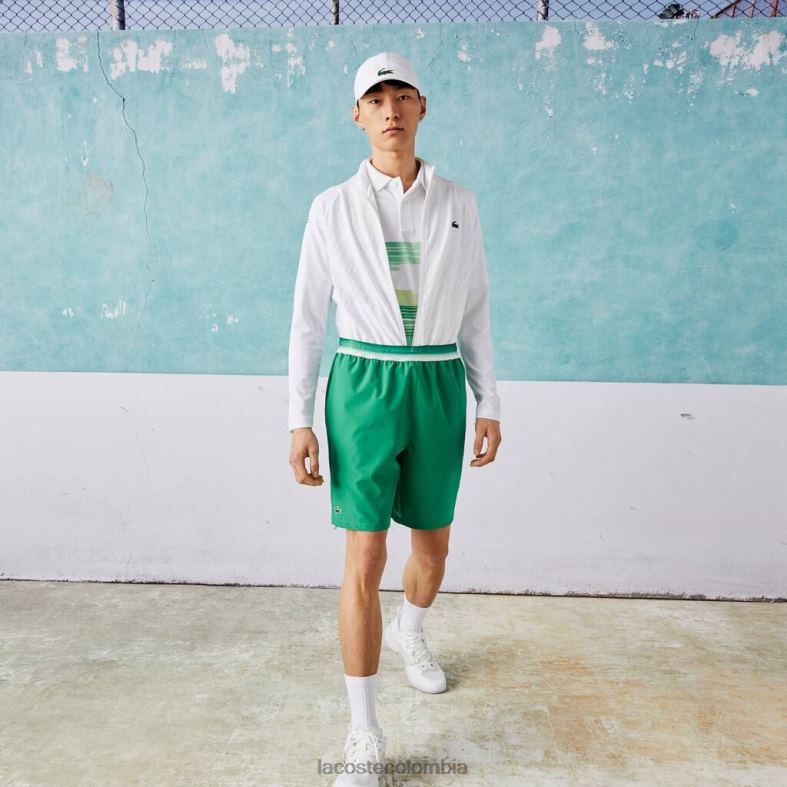 pantalones cortos elásticos ligeros sport x novak djokovic verde Lacoste ropa hombres 80XZX1534