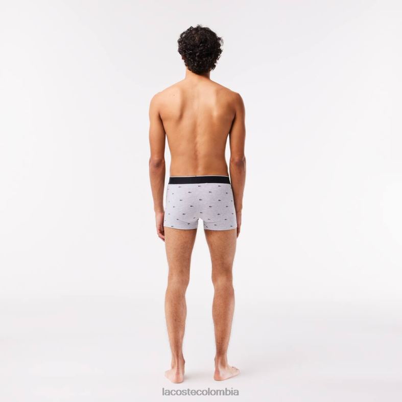 paquete de 3 calzoncillos bóxer informales exclusivos negro/gris lomo Lacoste ropa hombres 80XZX1328
