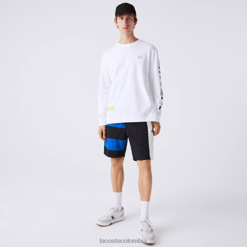 shorts con efecto patchwork y bloques de color negro/azul/blanco Lacoste ropa hombres 80XZX1500