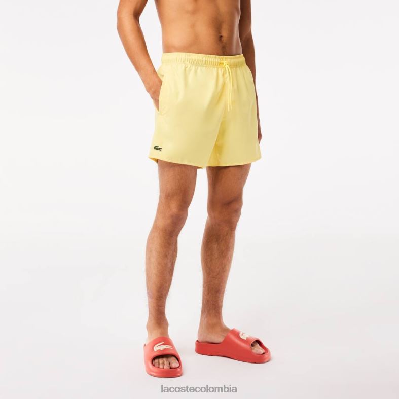 shorts de baño ligeros de secado rápido amarillo verde Lacoste ropa hombres 80XZX539