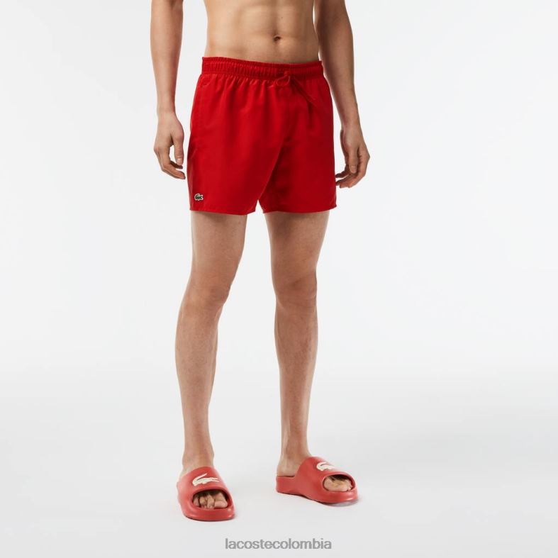 shorts de baño ligeros de secado rápido rojo verde Lacoste ropa hombres 80XZX542