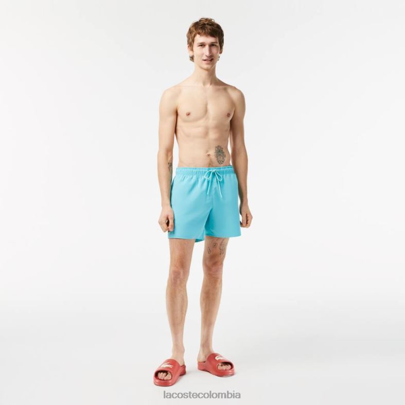 shorts de baño ligeros de secado rápido turquesa/verde Lacoste ropa hombres 80XZX543