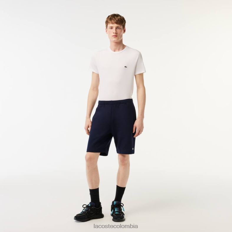 shorts de felpa de algodón orgánico cepillado Azul marino Lacoste ropa hombres 80XZX417