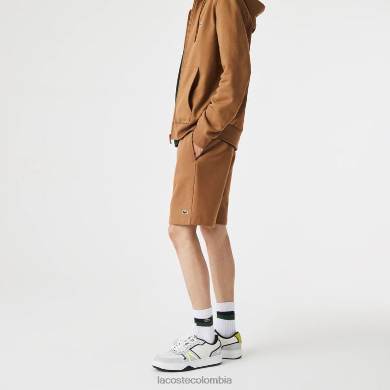 shorts de felpa de algodón orgánico cepillado marrón Lacoste ropa hombres 80XZX1397