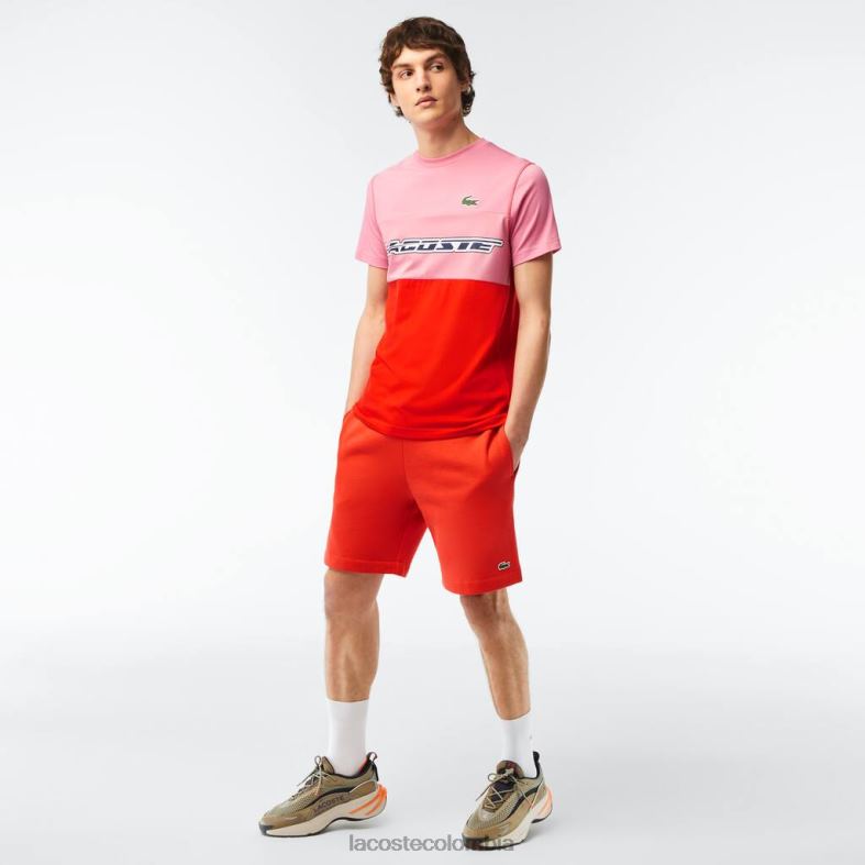 shorts de felpa de algodón orgánico cepillado naranja Lacoste ropa hombres 80XZX453