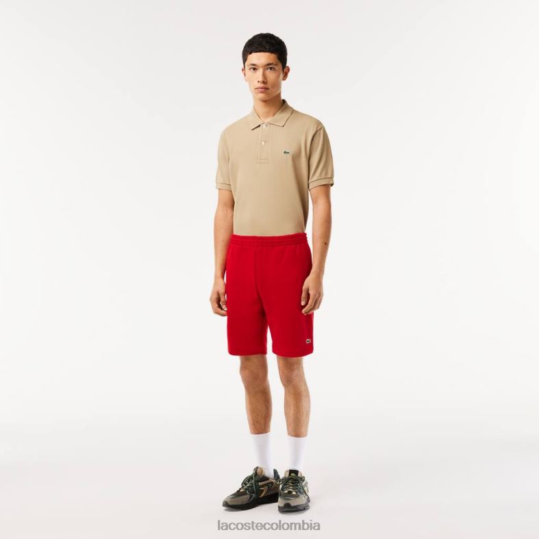 shorts de felpa de algodón orgánico cepillado rojo Lacoste ropa hombres 80XZX1373