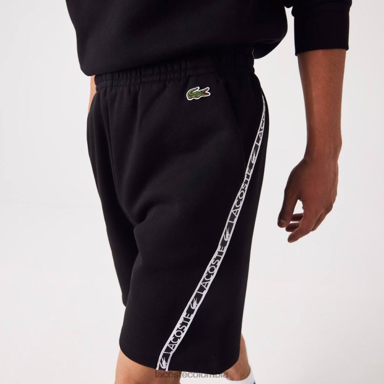 shorts de polar cepillado con bandas estampadas negro Lacoste ropa hombres 80XZX1497