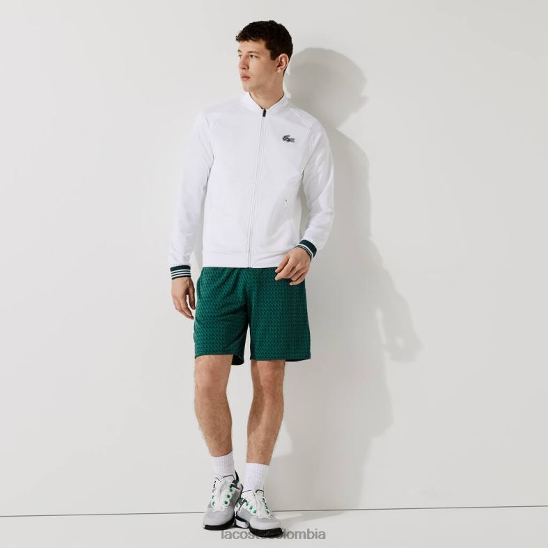 shorts deportivos transpirables con estampado de pata de gallo verde blanco Lacoste ropa hombres 80XZX1598